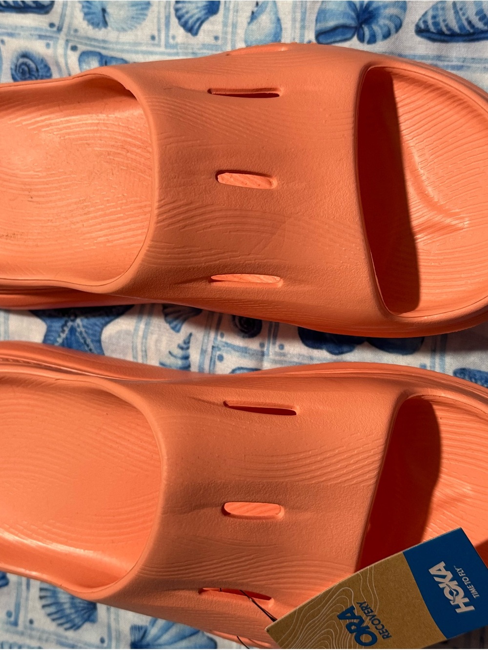 Hoka Coral Orange Lightweight Slide Sandals